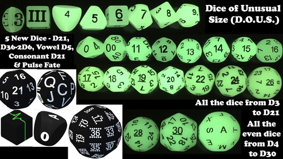 D.O.U.S. - Dice of Unusual Size - D21, D36, Pulse & Alphabet