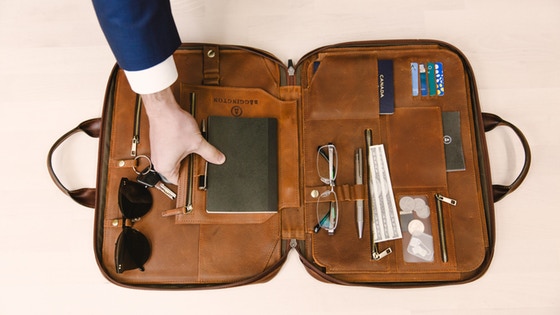 Liquid Repellent Leather Portfolio With 25+ Pockets - $99